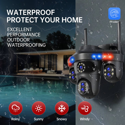 Câmera IP WiFi GEYUNE 35MP 4 Telas 7 Lentes Zoom 10X Câmera de Segurança PTZ Sem Fio Externa Câmera de Vigilância CCTV com Rastreamento Automático