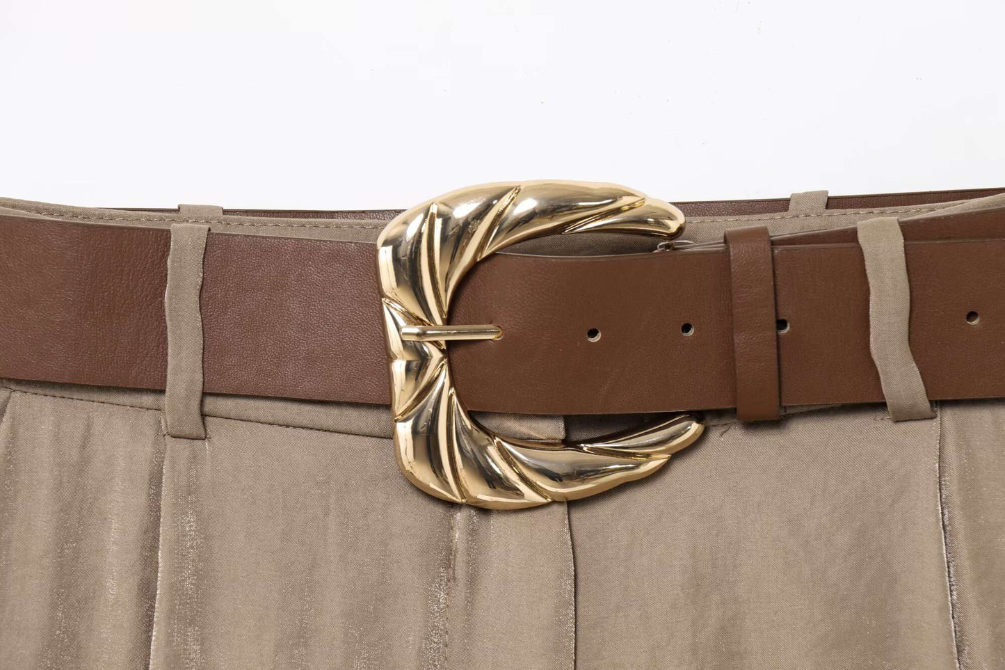 HH Women New Fashion Solid Belt Wrinkles Decorate Casual Loose Trousers Female Chic Zipper Side Pocket Slim Wide Leg Pants