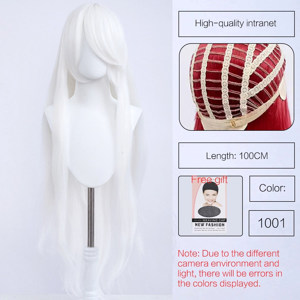 Synthetic Cute Cosplay Wig 40-inch Oblique Bangs Anime Costume Long Straight Lolita Wig Party Wig