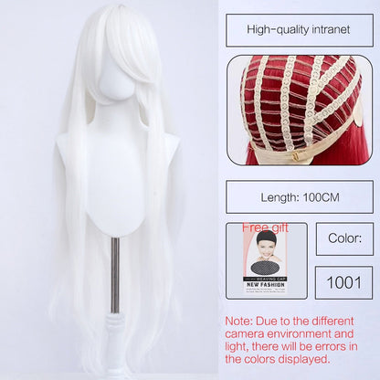 Synthetic Cute Cosplay Wig 40-inch Oblique Bangs Anime Costume Long Straight Lolita Wig Party Wig