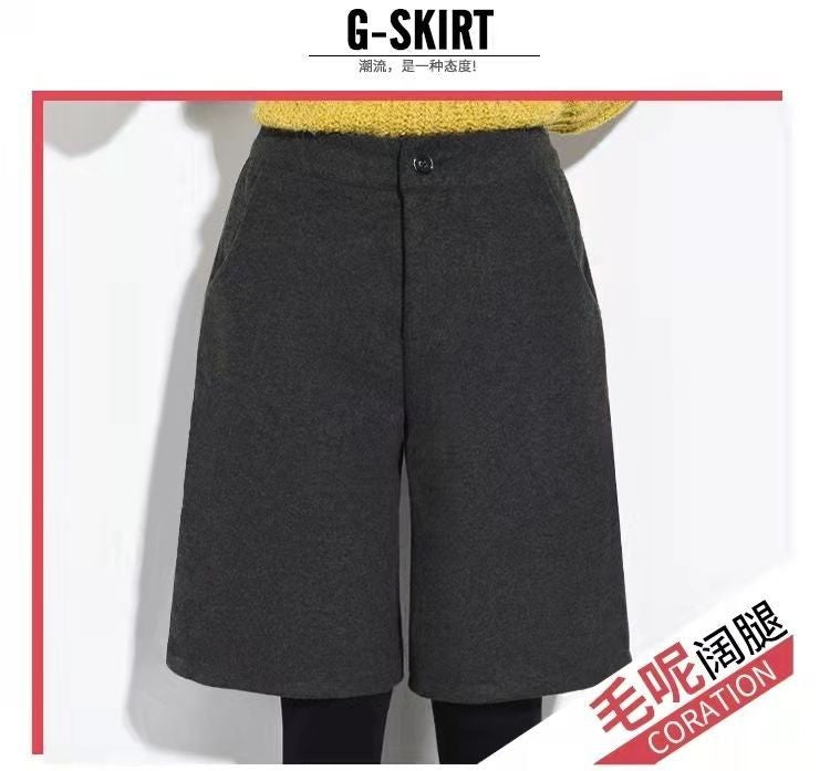 Women Clothing Autumn Winter Fashion Simplicity Woolen Cloth Trousers Female Appear Thin High Waist Loose Large Size Casual Pant