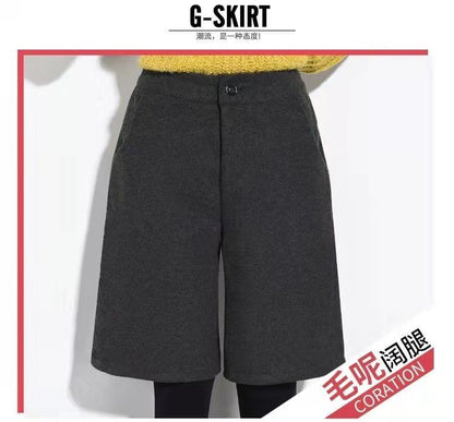 Women Clothing Autumn Winter Fashion Simplicity Woolen Cloth Trousers Female Appear Thin High Waist Loose Large Size Casual Pant