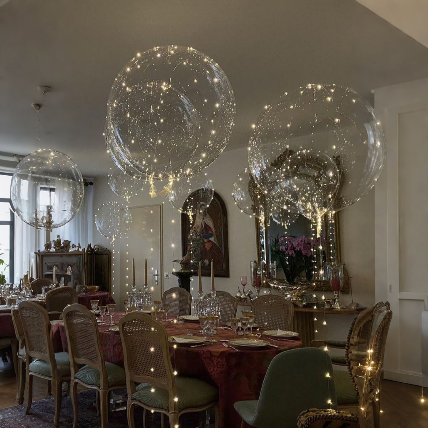 10pcs LED Bobo Balloon (without battery) for wedding proposal decoration, birthday party, outdoor courtyard lighting decoration