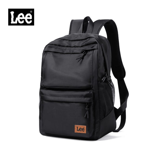 LEE Classic Black Unisex College Student School Bag Large Capacity Casual Leisure Nylon Laptop Backpacks Woman Man Schoolbag
