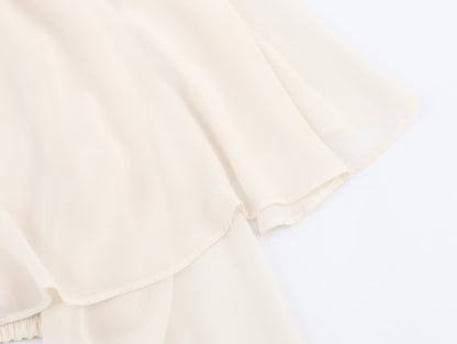 Elegant Women's Tierred Ruffles Blouse Chic Long Sleeve Loose Crop Shirt 2026 Spring New Chic Half High Collar Woman Solid Top