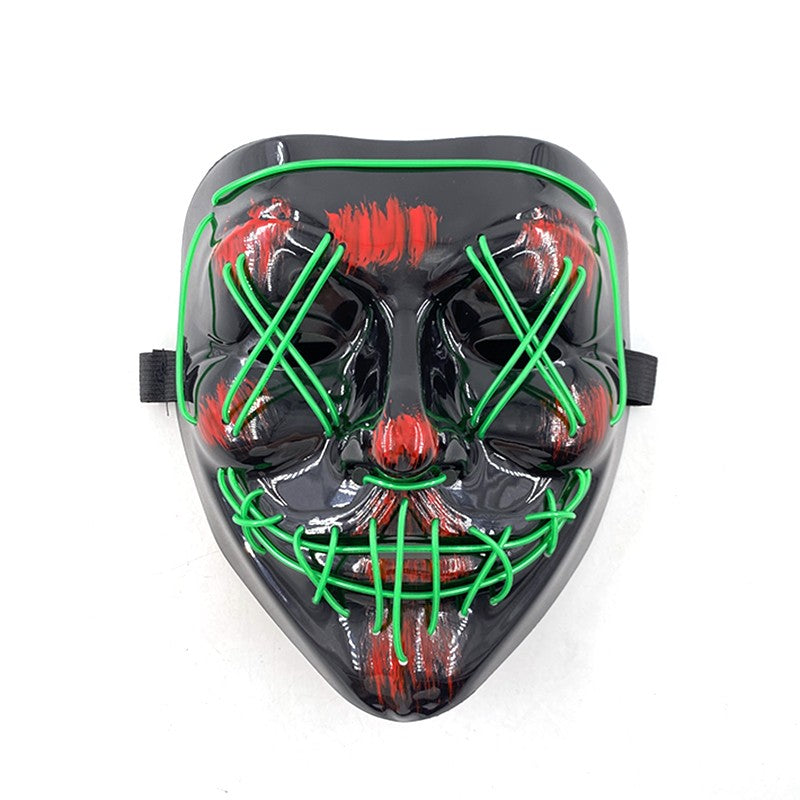 Scary Wireless Glowing LED Mask Halloween Party Supplies Neon Purge Mask Cosplay Luminous Face Masks Carnival Festival Props