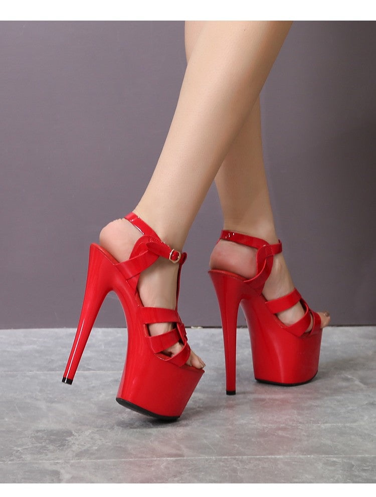 7Inches 17cm Beige Club High Heels Starry Sky Platform Party Pole Dance Women Sandals High-heeled Sandals Gothic Fetish Pumps