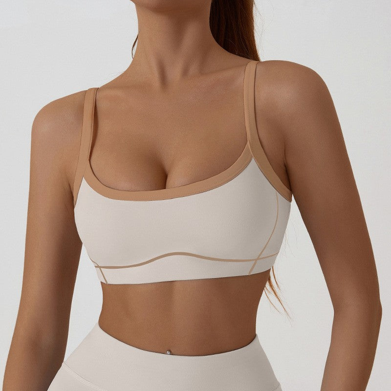 Yoga Sports Bra Color Clashing Shock Absorbing Brassiere Women Full Cup Breathable Gym Tube top Bra Yoga Workout Underwear