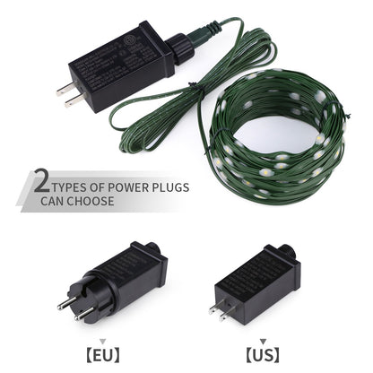 Outdoor LED Christmas Lights Green Wire Leather 24V Fairy Lights String Waterproof Garden Party Wedding Garland Decor New Year Q