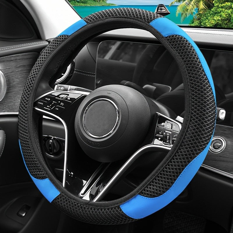 Capa de Volante de Malha de Seda Gelada Sem Anel Interno - Elegante, Respirável e Antiderrapante, Protetor de Volante de Carro 38cm Adequado para Carros