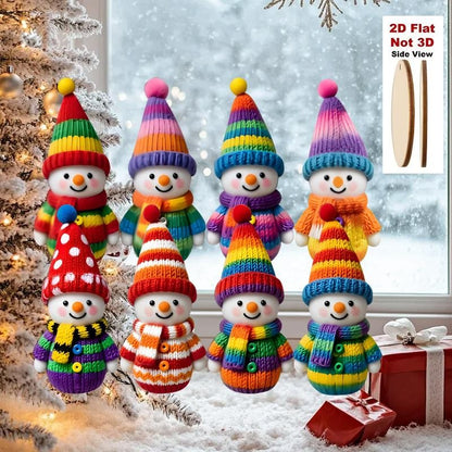 New··8/16Pcs 2D Christmas Snowman Pendants Wood Cartoon Xmas Tree Hanging Ornament DIY New Year Party Atmosphere Decor Supply