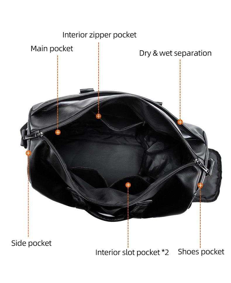 Large Capacity Travel Bag PU Travel Handbag Men Carry On Luggage Duffle Bags Soft Casual Black Big Weekend Bags Travelling Tote