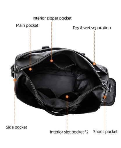 Large Capacity Travel Bag PU Travel Handbag Men Carry On Luggage Duffle Bags Soft Casual Black Big Weekend Bags Travelling Tote