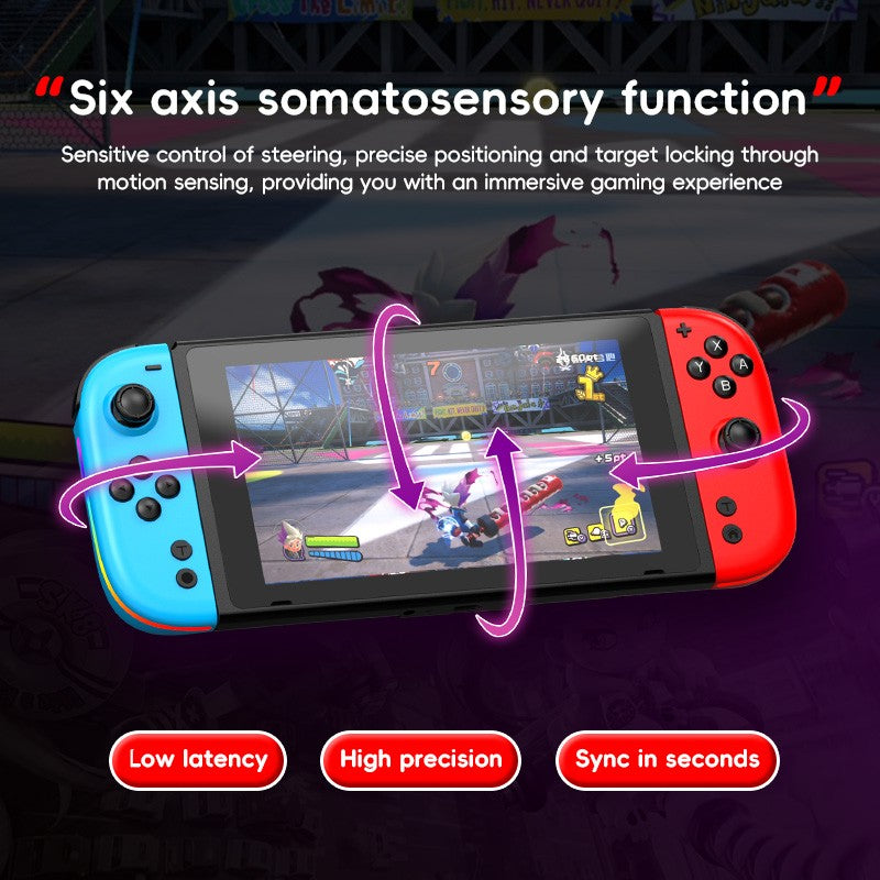 Wireless Switch L/R Controllers Hall Joystick RGB Colorful Light BT 5.3 Wake Up Six-Axis Vibrating Joypad For Switch/Lite/Oled