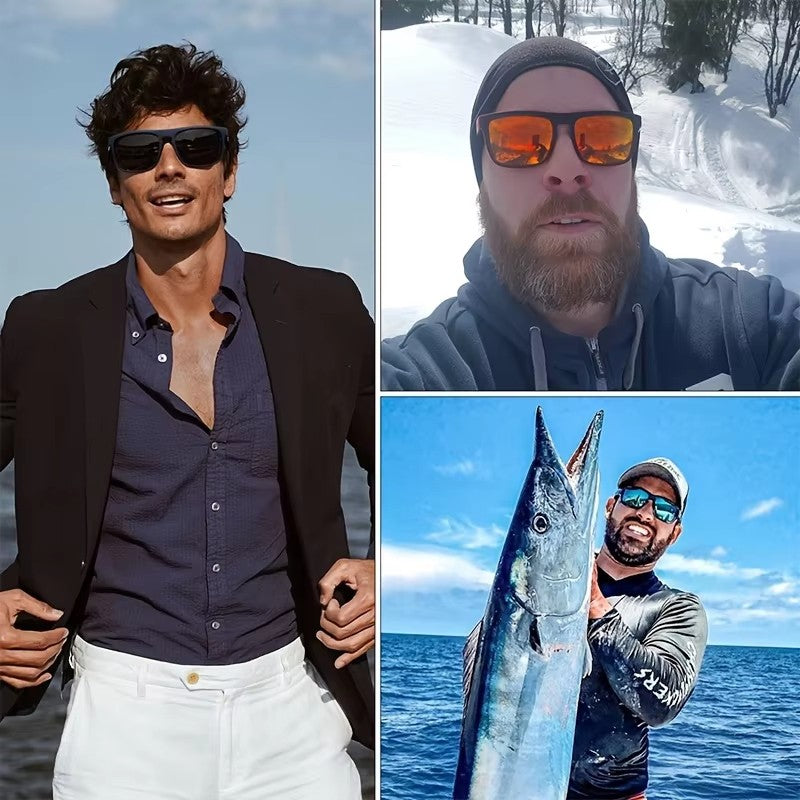 1-4PCS Men Classical Square Polarized Sports Sunglasses Lightweight PC Frame UV400 for Driving Fishing Cycling Unisex Durability