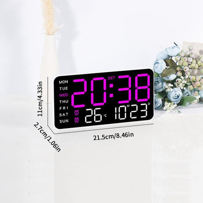 LED Alarm Clocks Brightness Adjustable 12/24H Clock Large Digital Wall Clock Week Date Temperature Display Voice Control Table