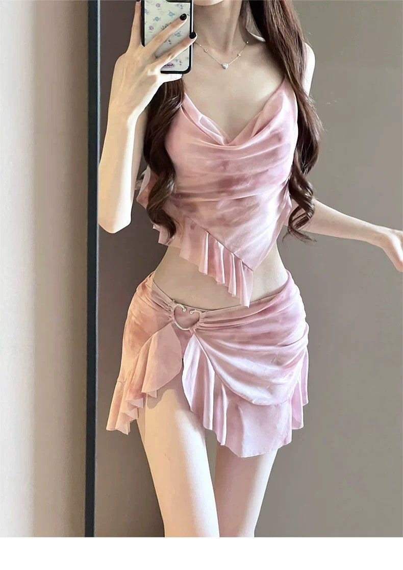 Summer Elegant 3-Piece Bikini Set Women Advanced Feeling Swimsuit Cover-Up Skirt Thailand Beach Vacation Sexy Bathing Suit