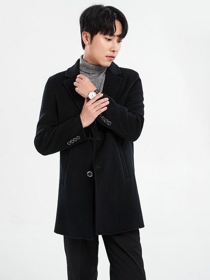 Autumn and Winter Mid-Length Western-Style Business Reversible Woolen Coat Men's 100% Wool Handmade Coat Cashmere Overcoat Coat