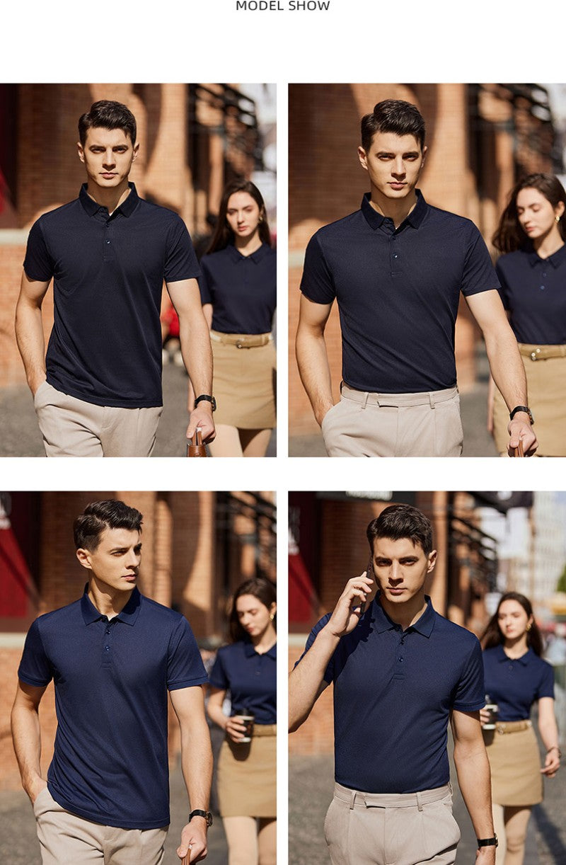 Solid color cotton breathable men's and women's polo shirts, T-shirts, printed logos, embroidered summer workwear, short sleeves