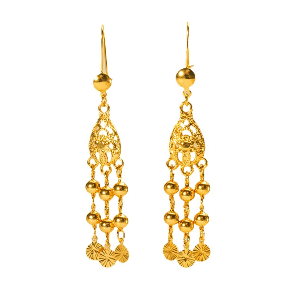 AU999 24K Gold Women's Ear Hanging Earrings - Elegant Dangle Jewelry
