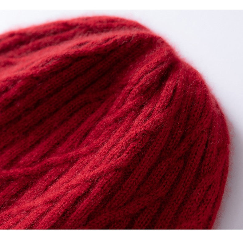 Autumn Winter 100% Cashmere Hat Double Layer Thickened Reversible Cold-Proof Unisex Knitted Wool Hat Versatile Ear Protection