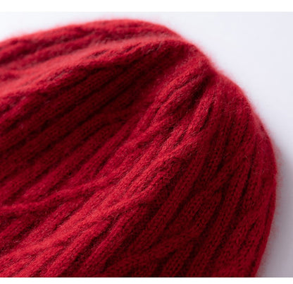 Autumn Winter 100% Cashmere Hat Double Layer Thickened Reversible Cold-Proof Unisex Knitted Wool Hat Versatile Ear Protection