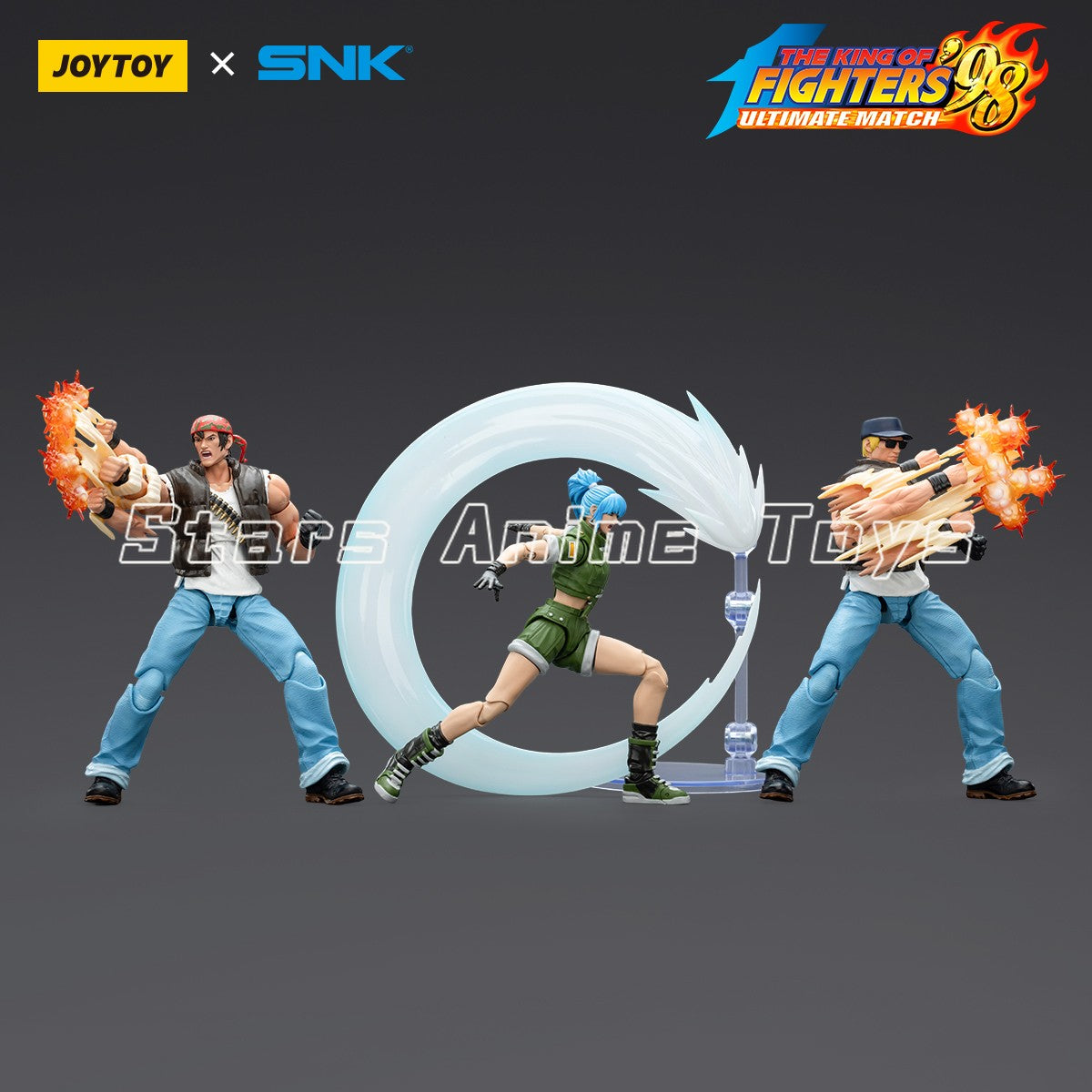 Original JOYTOY 1/18 Action Figure SNK KOF'98UM Ikari Warriors Team Leona Heidern/Ralf Jones/Clark Still Modelo de Brinquedo
