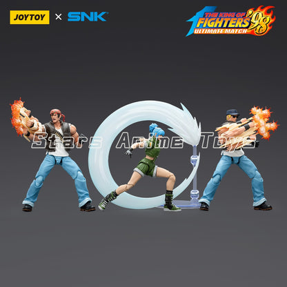 Original JOYTOY 1/18 Action Figure SNK KOF'98UM Ikari Warriors Team Leona Heidern/Ralf Jones/Clark Still Modelo de Brinquedo