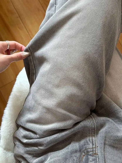 Vintage Wide-Leg Jeans Grey American Style Straight-Leg Casual Pants For Women Loose Fit Draped Spring Autumn 2024 New Arrival