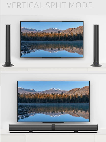 Soundbar estéreo para TV 2 em 1 destacável com Bluetooth, rádio FM e separação em 2 caixas de som para uso em pedestal ou na horizontal