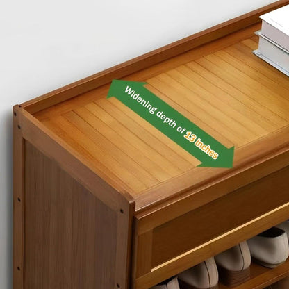 7-Tier Bamboo Shoe Cabinet Freestanding Organizer with Flip Doors for 36-40 Pairs Entryway Living Room Flip Door Rack