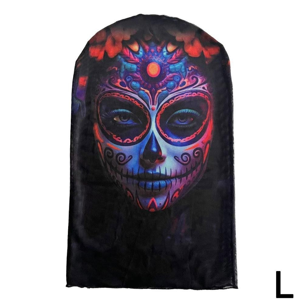 3D printed mask for role-playing full face covering elastic mesh printed mask fashionable Halloween makeup dance party headwear
