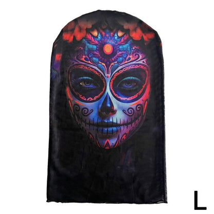 3D printed mask for role-playing full face covering elastic mesh printed mask fashionable Halloween makeup dance party headwear