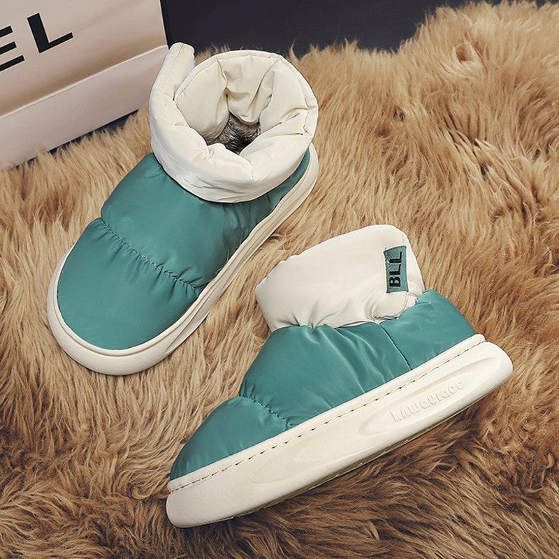 Outdoor Plush Warm Men's Snow Boots Winter Couple Cotton Shoes Down Non-Slip Waterproof Fashion Kids Shoes Slip on Soft Sneakers