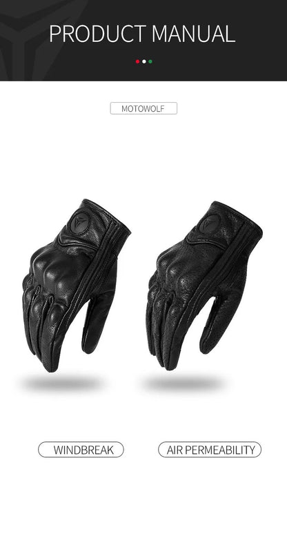 Luvas de Motocicleta Masculinas Femininas de Couro de Carbono para Ciclismo Inverno Motoqueiro Motocross ATV