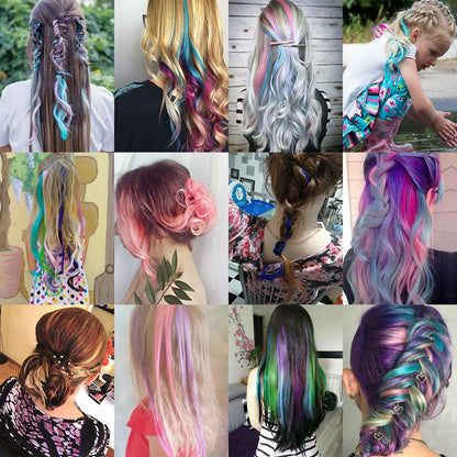 Glowing In The Dark Hair Extensions 20Inch 11Colors Synthetic Hair Clip In Luminous Colored Hairpieces Rainbow Hairpiece