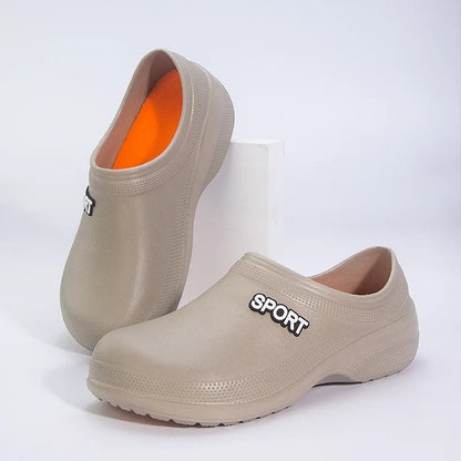 2025 New Kitchen Shoes Non-Slip Oil-Resistant Chef Rain Shoes Restaurant Food Work Shoes Comfortable EVA Material for Men