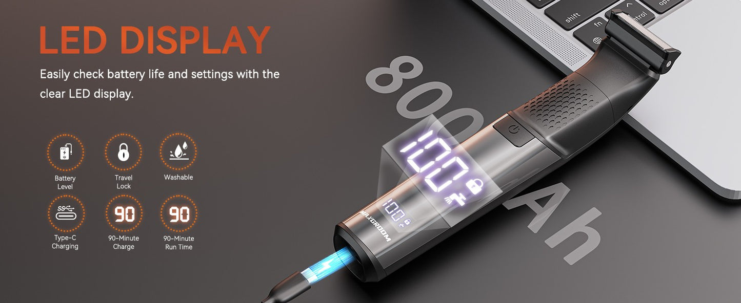 MAXGROOM 3 in 1 Men Bidirectional Body Hair Trimmer Electric Shaver IPX6 Waterproof Double-edged Razor Whole Body Hair Trimmer