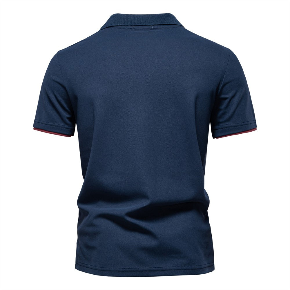 AIOPESON Men's Summer V-Neck Striped Polo Shirt Breathable Slim Fit Polo Shirts for Men Lightweight Casual Athletic Polo