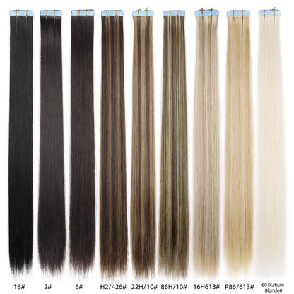 Extensões de Cabelo de Fita Adesiva de 20 polegadas, 10 peças, Sintéticas, Longas e Lisas, Peça de Cabelo com Fita Adesiva Invisível e Sem Costura