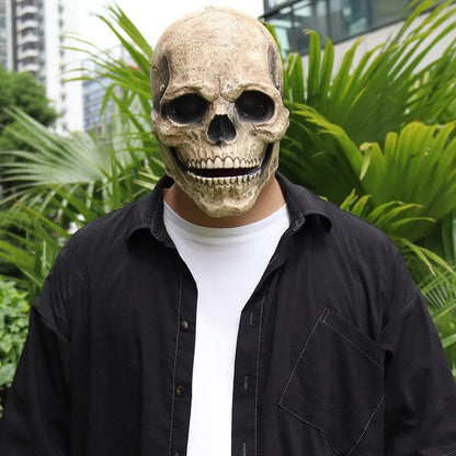 Halloween Skull Mask Comfortable Latex Headgear Movable Jaw Mask Breathable Full Head Skull Helmet For Costume Party Cosplay