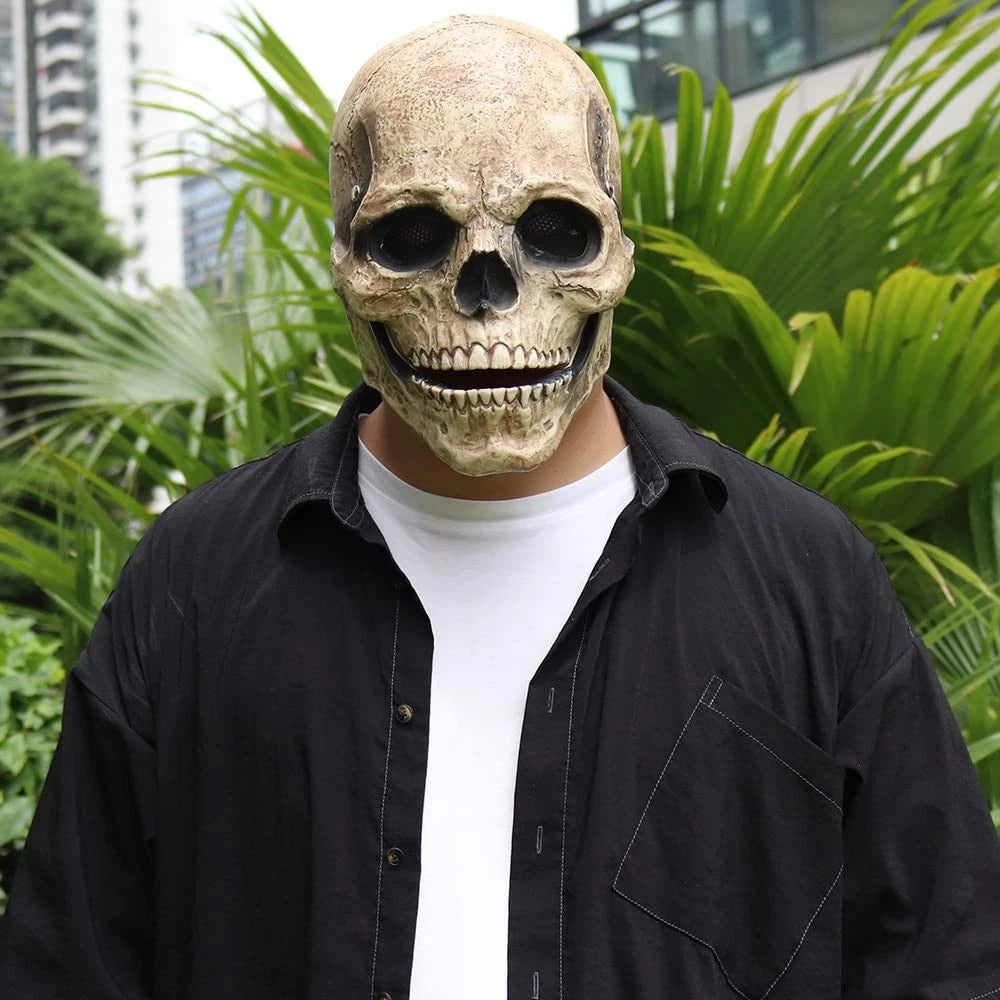 Full Head Skull Helmet Breathable Movable Jaw Mask Halloween Skull Mask Comfortable Skull Mask For Cosplay Haunted House