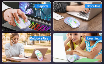 Honeycomb Wired Gaming Mouse RGB Backlight 7200 Adjustable DPI Ergonomic USB Computer Mice for Windows PC & Laptop Gamers