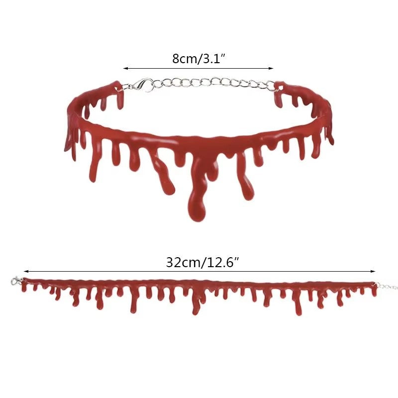 Halloween Decoration Horror Blooddrop Necklace Fake Blood Vampire Fancy Bloody Necklace Female Necklace Fear Blooddrop Necklace