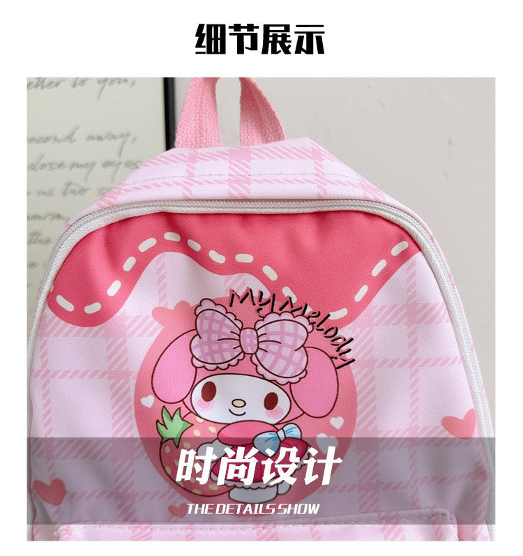 Mochilas Hello Kitty Kuromi Cinnamoroll com estampa de desenho animado fofo e leve para meninos e meninas do jardim de infância