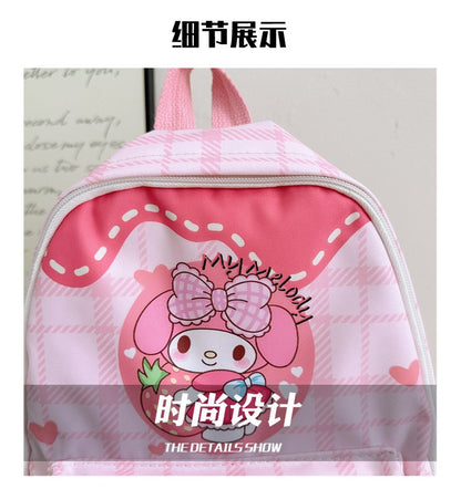 Mochilas Hello Kitty Kuromi Cinnamoroll com estampa de desenho animado fofo e leve para meninos e meninas do jardim de infância