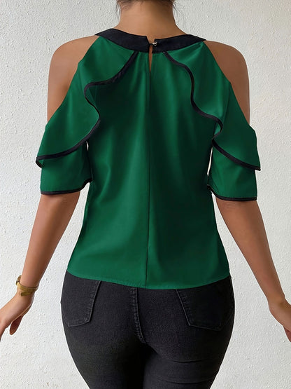 Green Women's plus size shirt summer chic elegant shirt casual women's fashionable shirt Green