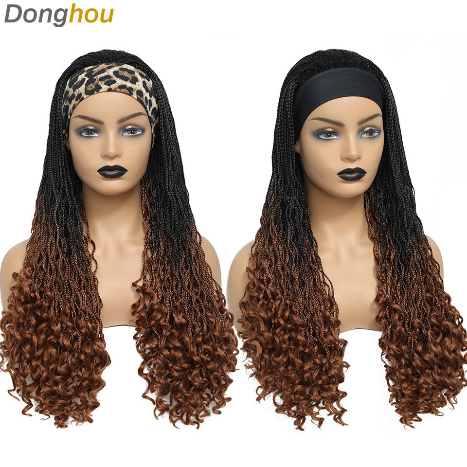 Donghou Wig Headband Box Braid Wig Ombre Braided Head Band Wig Goddess Box Braid Synthetic Headband Wig Perruque Avec Bandeau