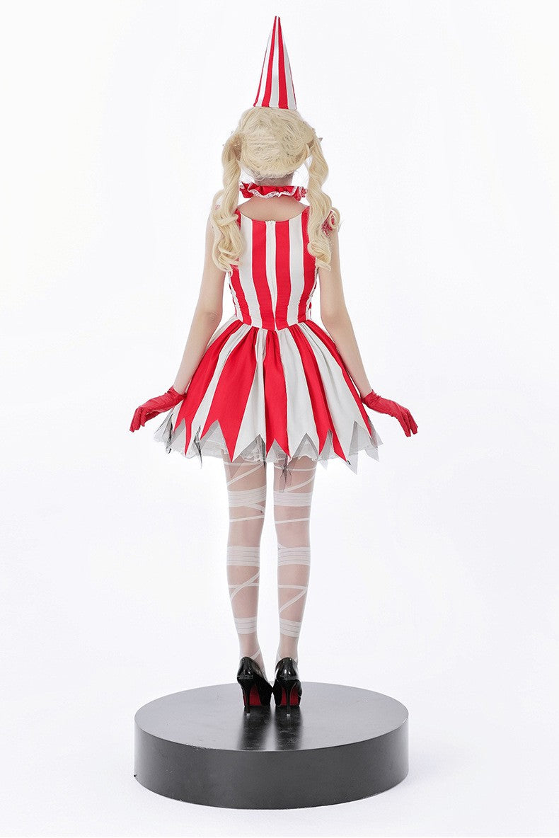 Halloween Cosplay Dress Red Horror Circus Soul Return Doll Costume Gothic Spooky Ladies Fancy Outfit for Party Role Play Dress