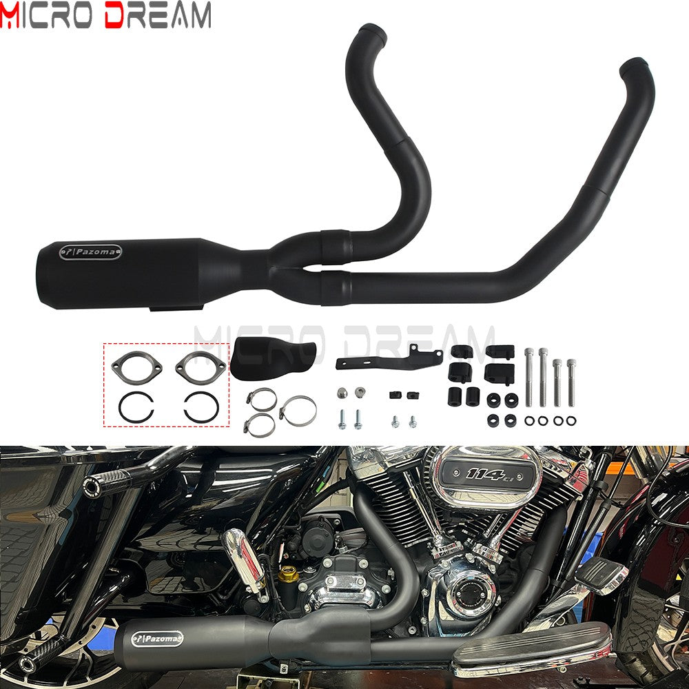 2 into 1 Motorcycle Engine System Pipe Slip on Exhaust Mufflers For Harley Street Glide ST FLHXST EFI FLHX Special FLHXS 2017-25